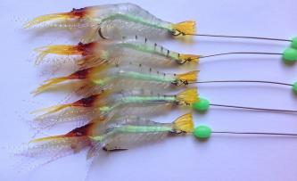 5x GLOW Rigged Prawn Shrimp Fishing Plastics Lure