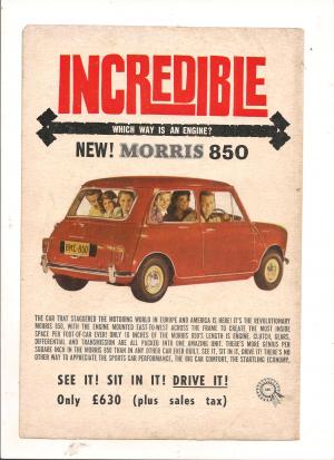 MORRIS MINI 850 AUSTRALIAN COLOR ADVERT