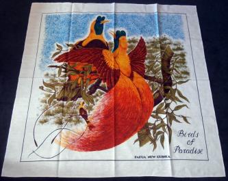 Mid CenturyTABLECLOTH Birds Of Paradise Square 1970s Vintage Rayon