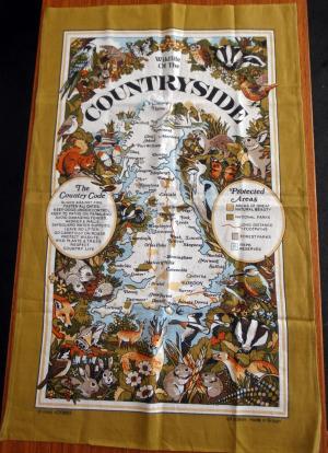 Wildlife CountrySide Vintage Kitchen Dishcloth Tea Towel cotton unused