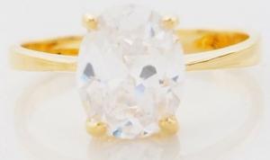 Brand New 10k Yellow Gold White Sapphire Wedding Ring- Size 7.5