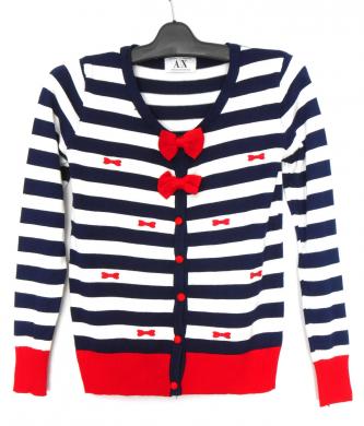 ARMANI EXCHANGE cardigan, as new, navy/white/red, sz. 10S