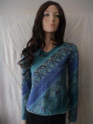 CAPPOPERA Blue Metallic Top Sz S