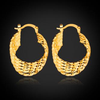 HIgh Quality 18k Gold Plated New Unique Fashion Design Hoop  Earrings