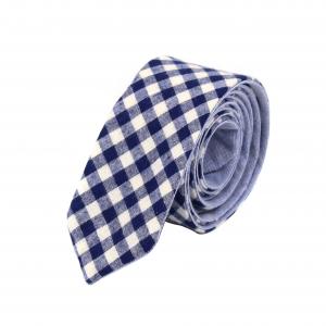 Mens Skinny Tie Checkered Blue Tie Party Wedding Groomsmen Ties Gift