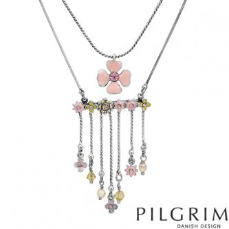 Pilgrim Skanderborg Denmark Necklace, Beautiful Flowers,Crystals, &