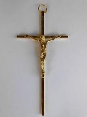 Crucifix Cross INRI JESUS CHRIST polished brass NEW  20CM