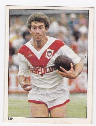 Scanlens 1984 Rugby League sticker #139 BRIAN JOHNSTON - ST GEORGE