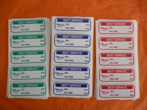 50 x GREEN or RED or BLUE or BLACK oil Service sticker PLASTIC