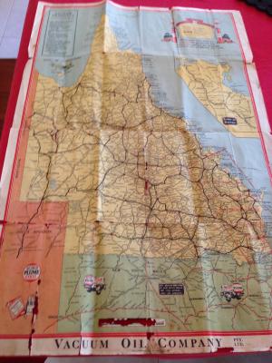 1940s Queensland Road Map Plume Mobiloil