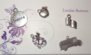 School Time Charms Set of 5 Silver