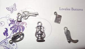 Country Western Charms Set of 5 Silver