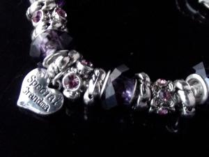 Mother's Day Grandma Bracelet Purple Beaded 22 -23
