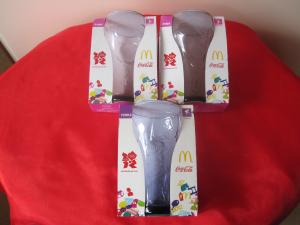 3 Coca Cola McDonalds Olympic 2012 Glass 2 Pink +1 Purple Colour (