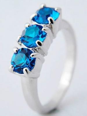 Brand New 10k Blue White Gold Sapphire Wedding Ring - Size 7.5
