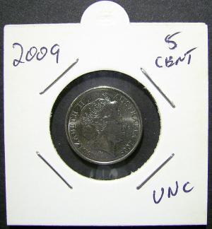 2009 5c cent. Uncirculated in a 2x2 Holder(LotE315p)Free Posta