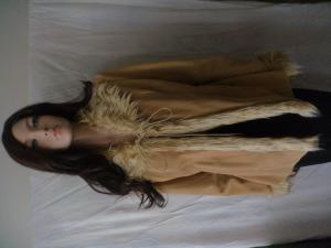 BEYOND FASHION Camel Furred Suede Open Overcoat Sz 14