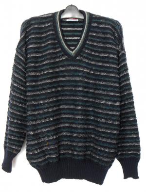 CERINI ALPACA  jumper, dark blue, textured knit, sz. L-XL