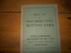 vintage high speed steel slitting saws price list