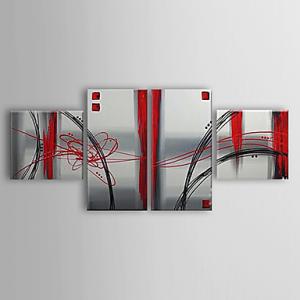 Hand Painted Abstract Oil Painting with Stretched Frame - Set of 4