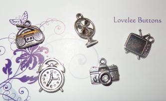 Retro Charms Set of 5 Silver