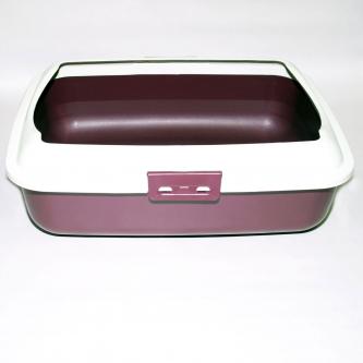 Cat Kitty Litter Tray With Rim Portable Toilet Box Dark Red