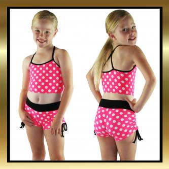 Kids Pretty Polka Dot Dancewear Tie Side Shorts & Top Set