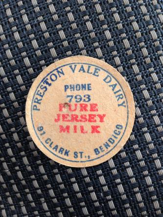 Preston Vale Dairy Bendigo Milk Bottle Stopper