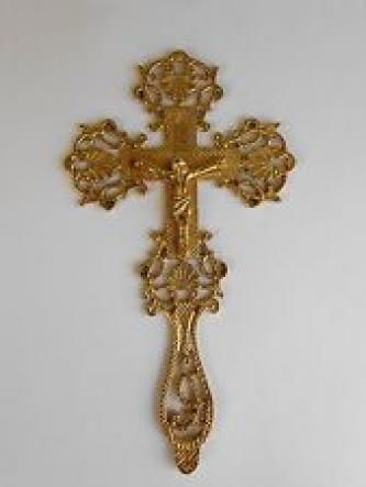 Brass Wall Hanging Crucifix - 23cm
