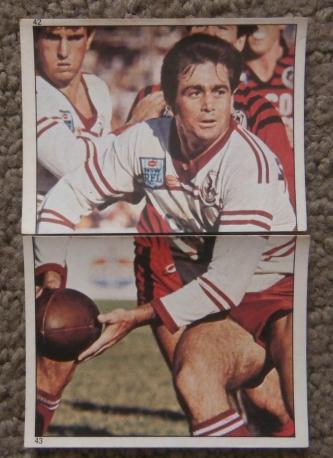 Scanlens 1984 Rugby League stickers #42/43 ALAN THOMPSON - MANLY